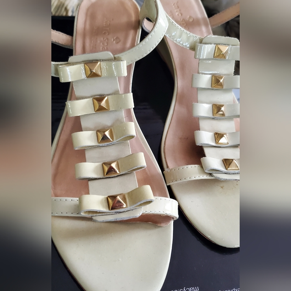 Elegant Kate Spade Cream and Gold Wedge Sandals